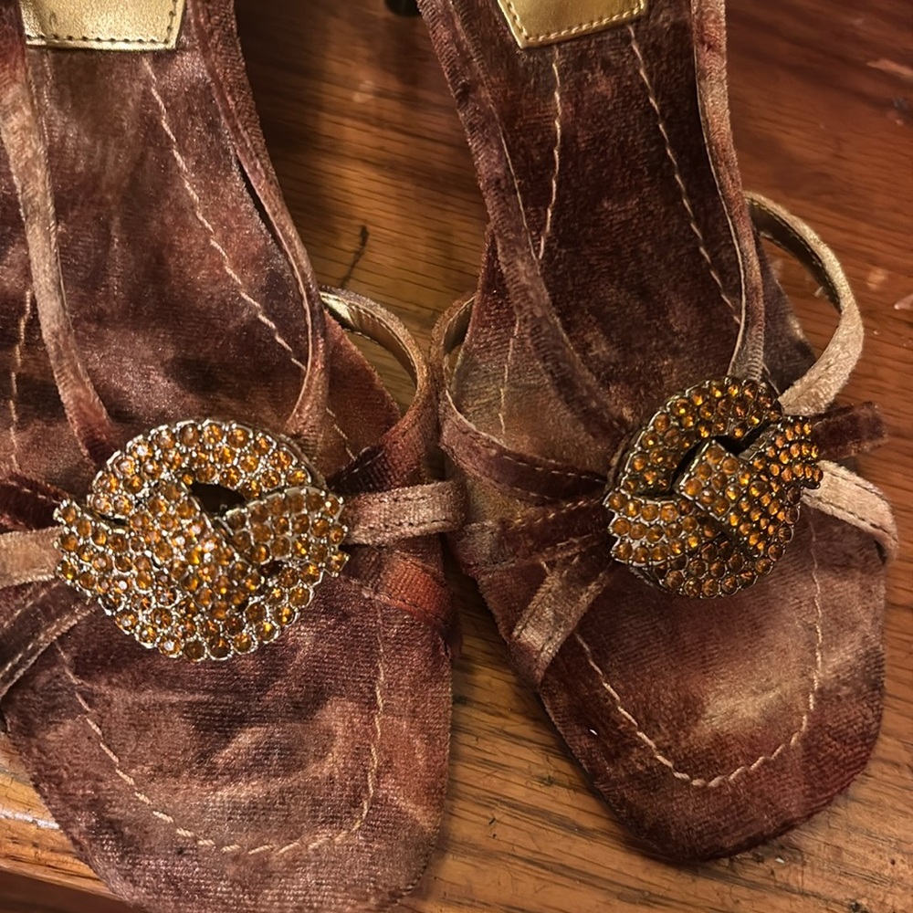 Sling back heels - feux suede material worn once for a dance.  Size 6.5